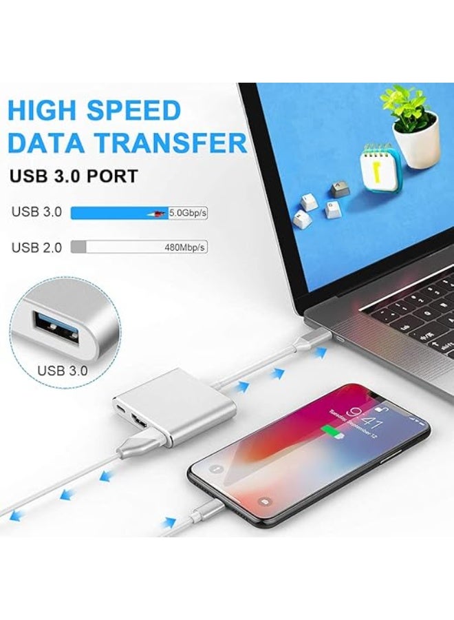 USB C to HDMI Multiport Adapter,3-in-1 Type-C Hub with Thunderbolt 3 to HDMI 4K Output/USB 3.0 Port/PD Quick Charging Port,Android Digital AV Adapter for MacBook Pro,MacBook Air,Projector,Monitor - Image 4